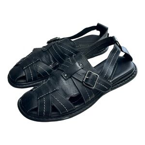 Bacco Bucci Men's Leather Closed Toe Strappy Sandals Black Size 10